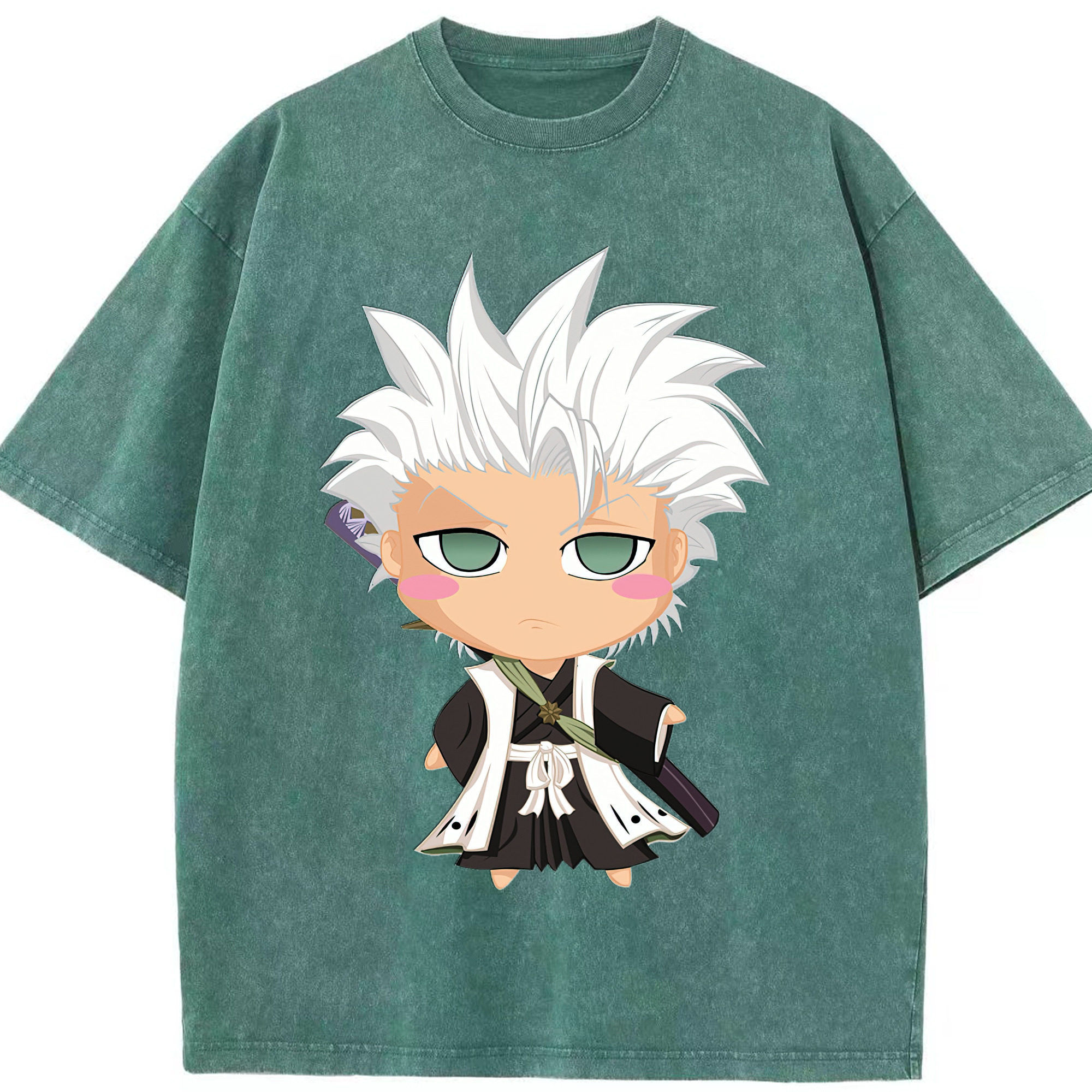 （画像用） ブリーチ 日番谷冬獅郎（ひつがや とうしろう） BLEACH Hitsugaya Toushirou 綿100% ヴィンテージ風 半袖Tシャツ（フロントプリント）